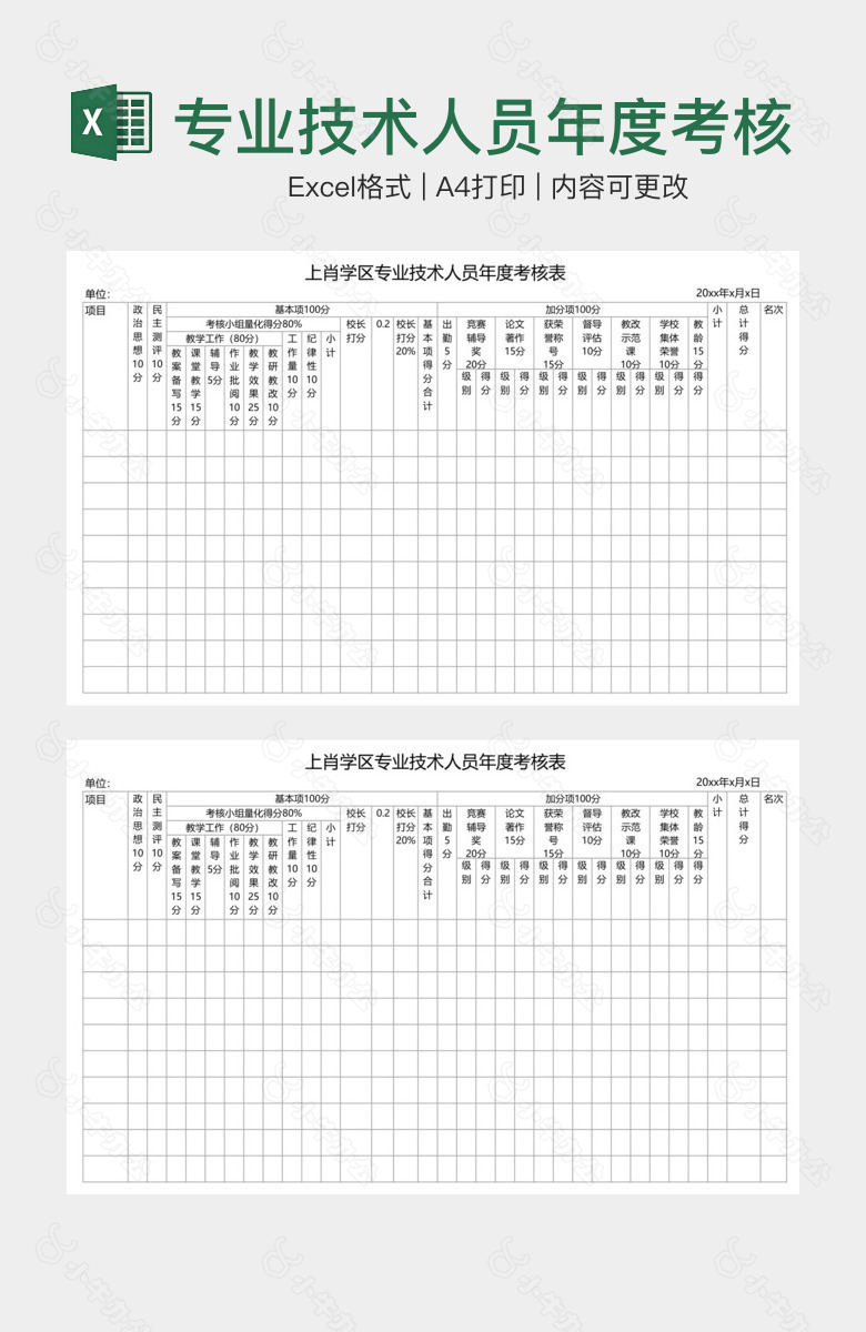 专业技术人员年度考核表