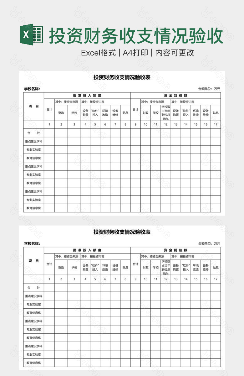 投资财务收支情况验收表