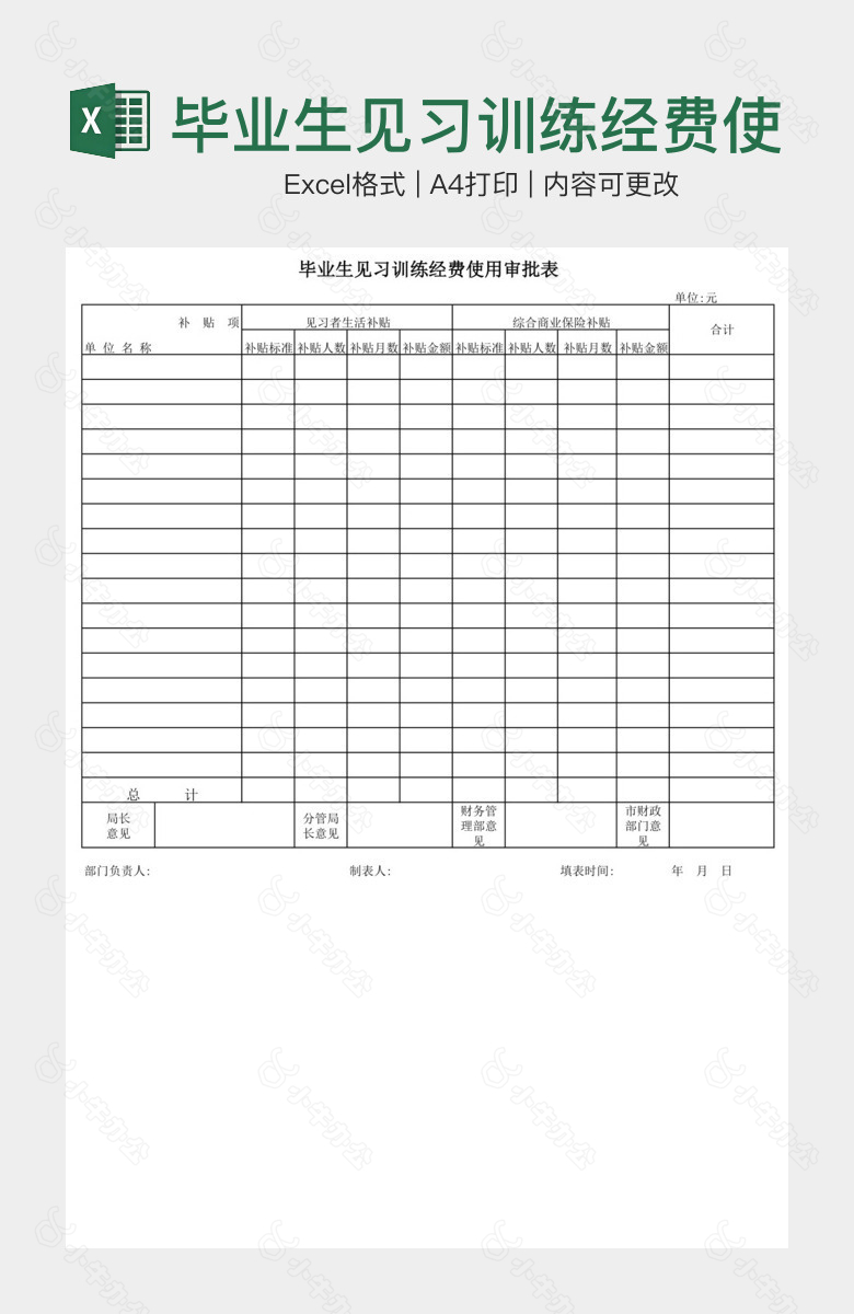 毕业生见习训练经费使用审批表