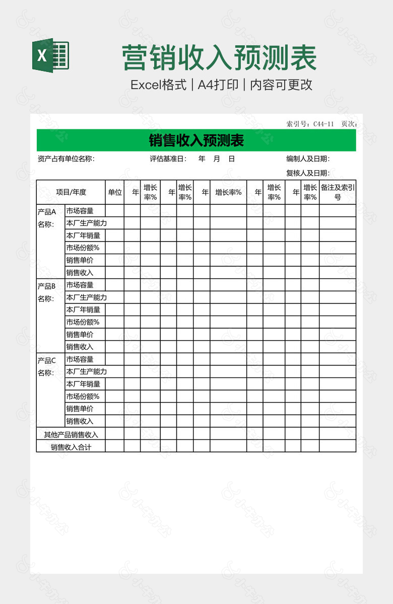 营销收入预测表