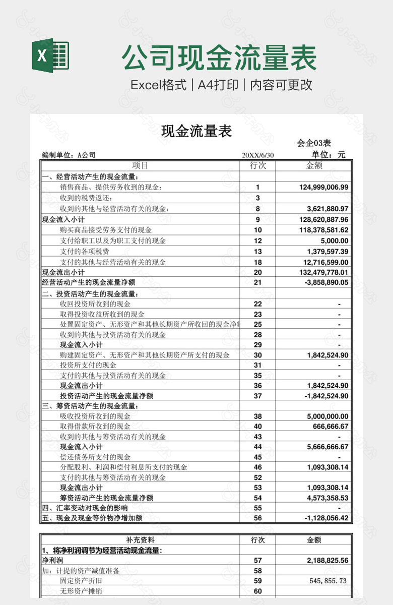 公司现金流量表