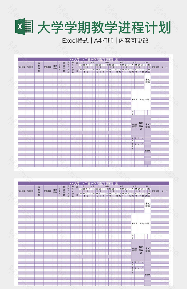 大学学期教学进程计划