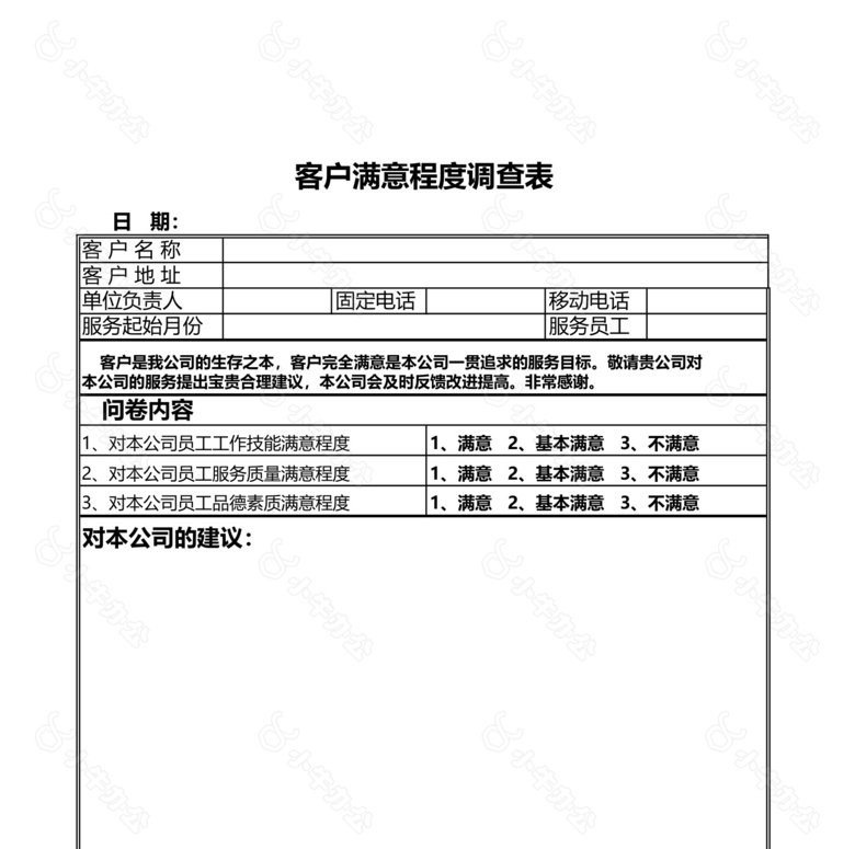 客户满意程度调查表no.2