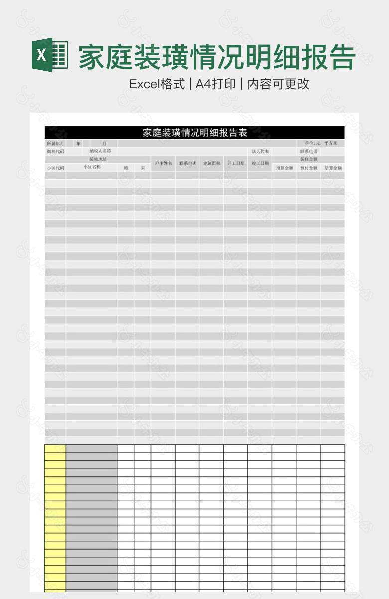 家庭装璜情况明细报告表