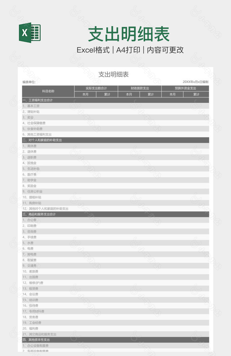 支出明细表