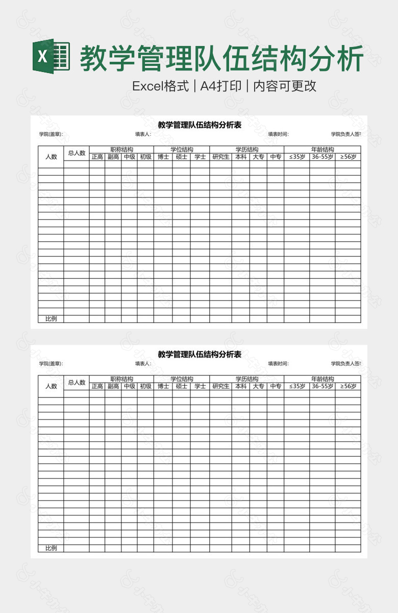 教学管理队伍结构分析表