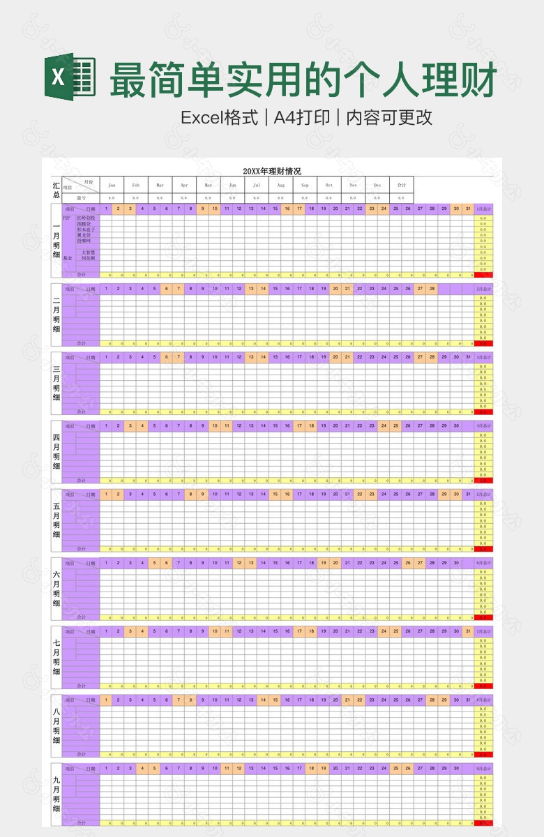 最简单实用的个人理财报表