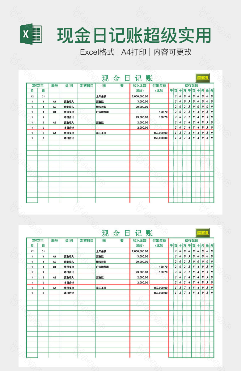 现金日记账超级实用