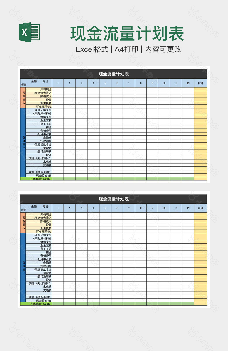 现金流量计划表