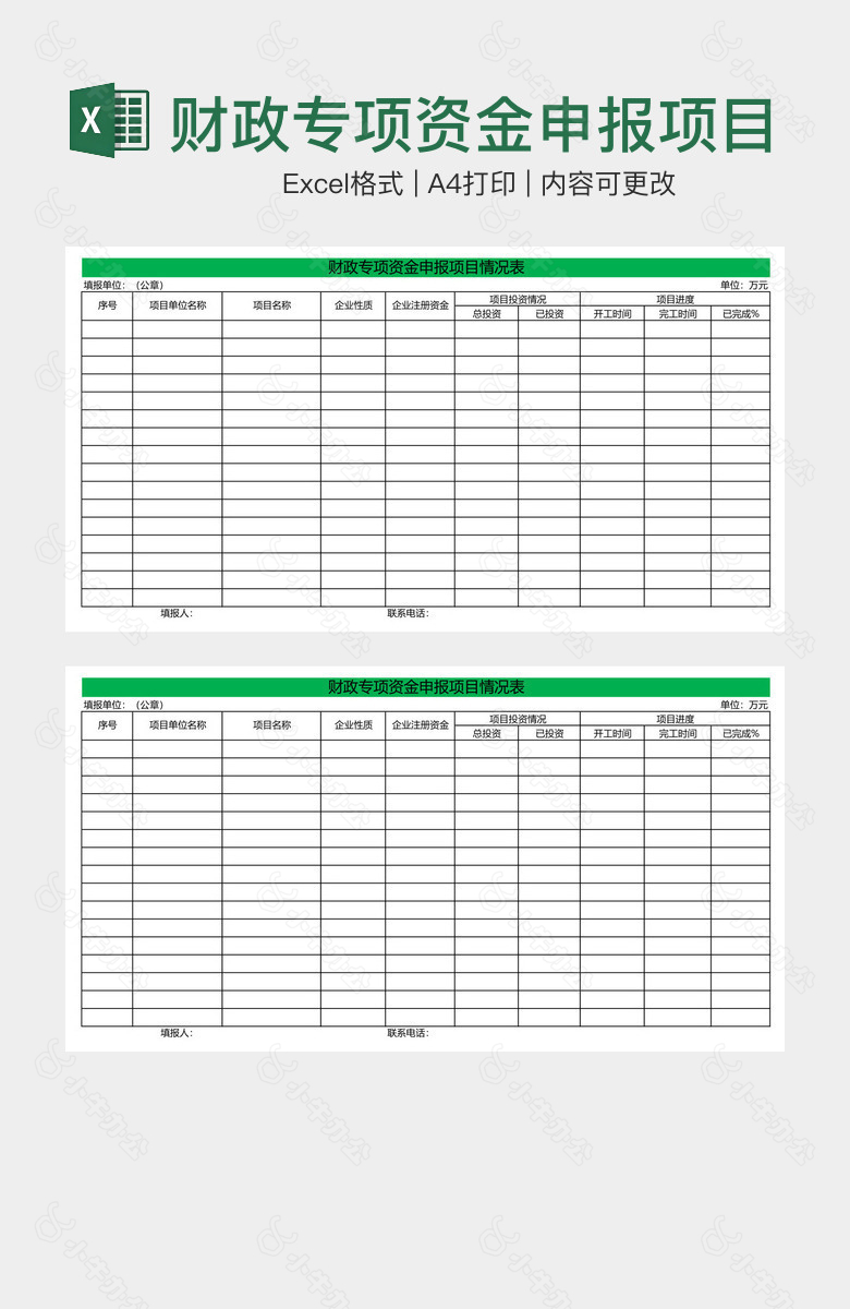 财政专项资金申报项目情况表