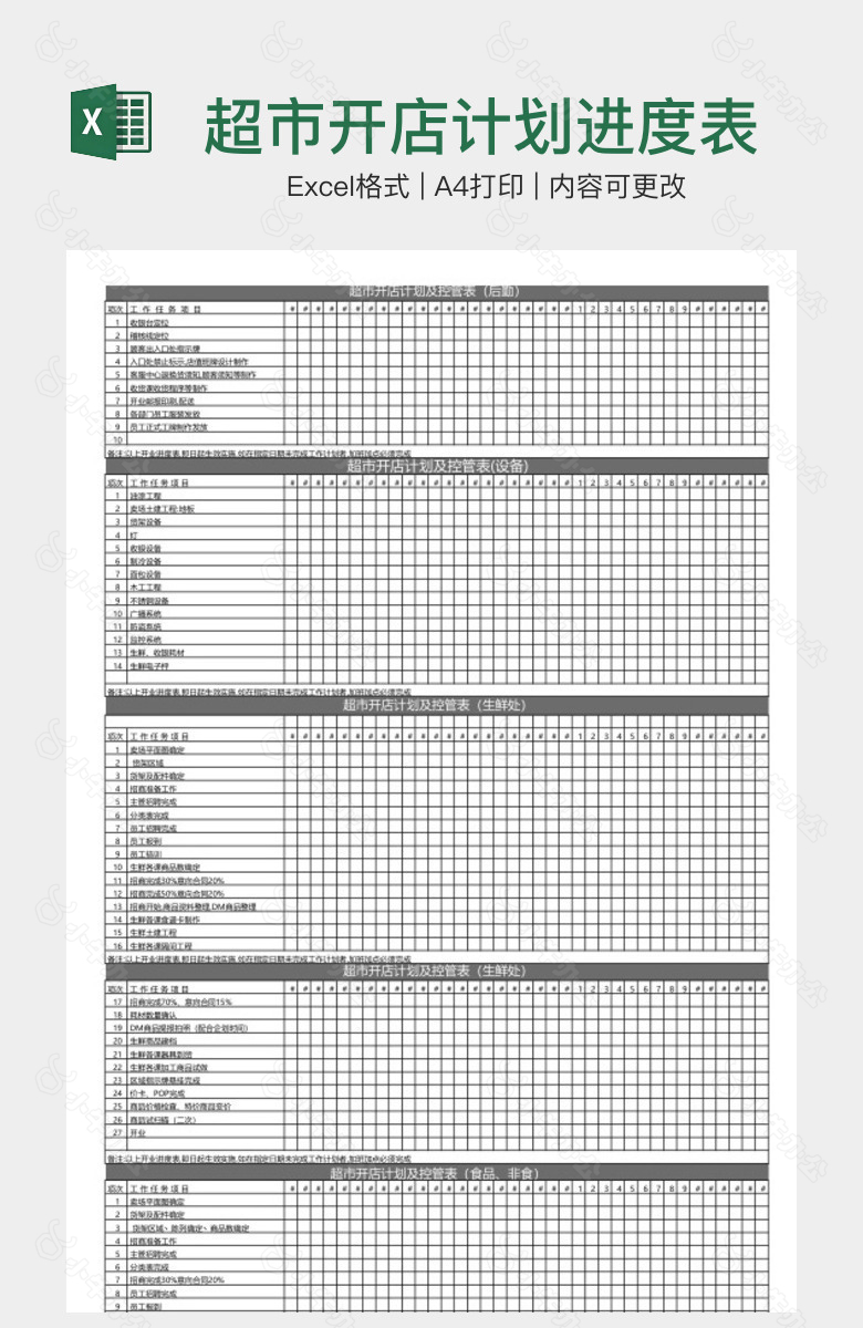 超市开店计划进度表
