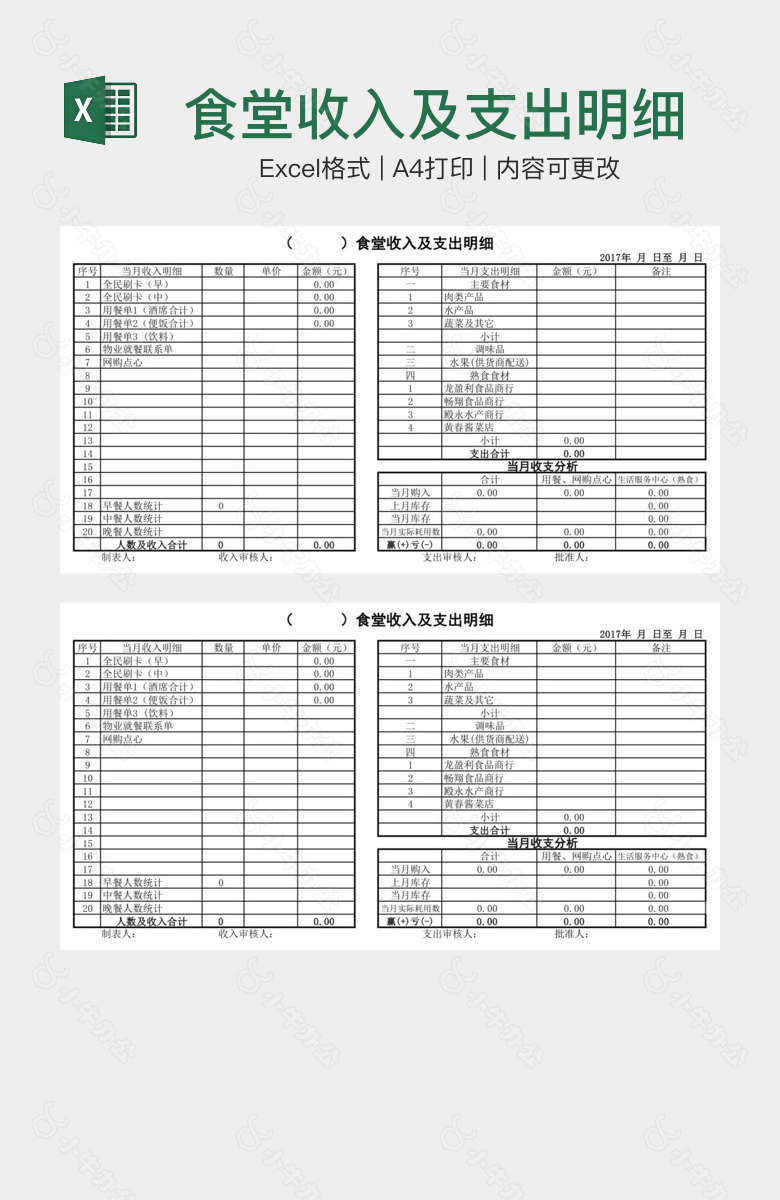 食堂收入及支出明细