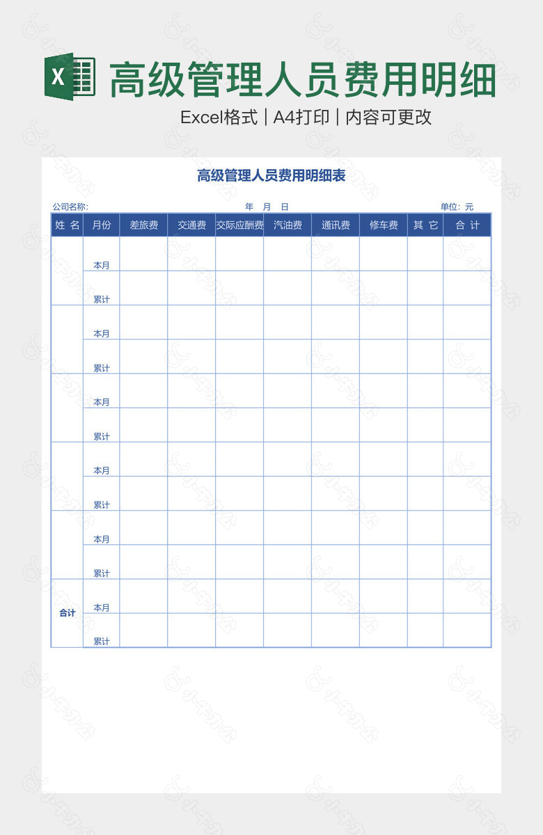 高级管理人员费用明细表