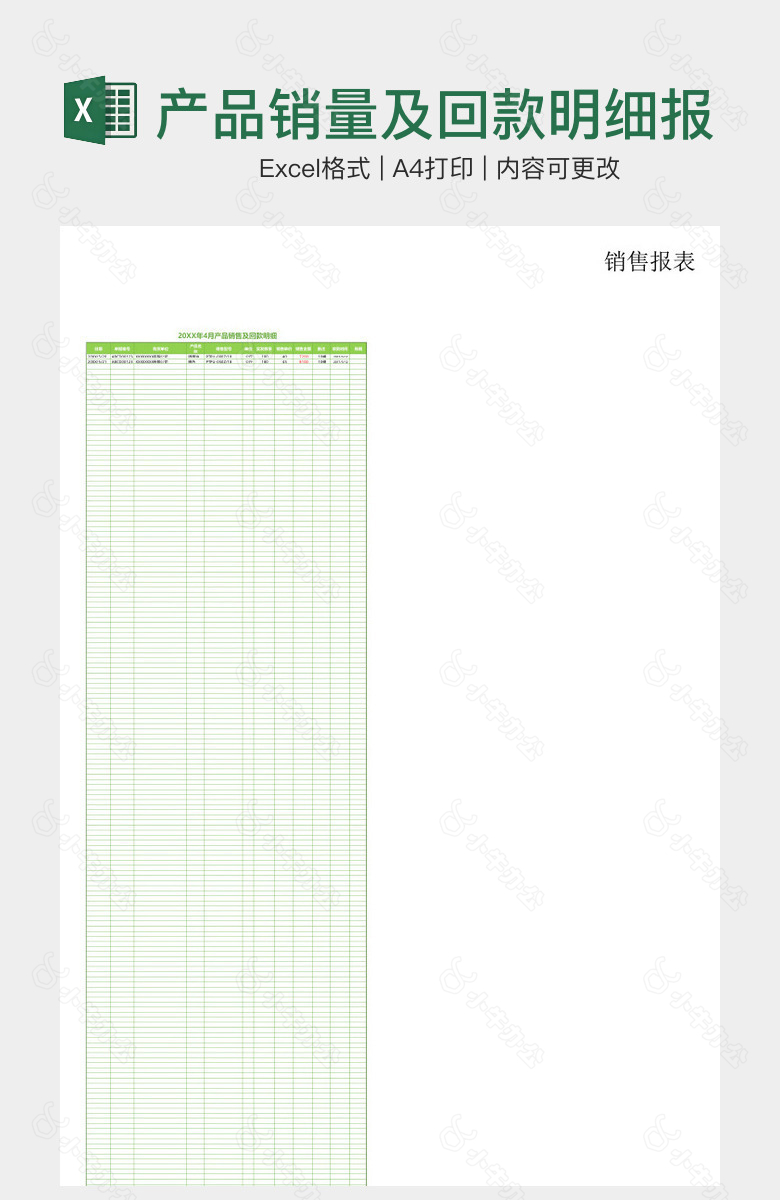 产品销量及回款明细报表