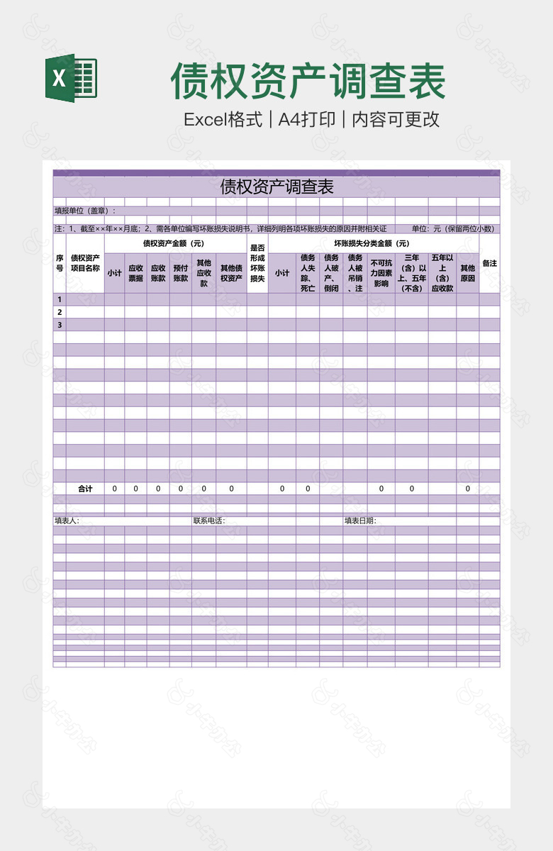 债权资产调查表