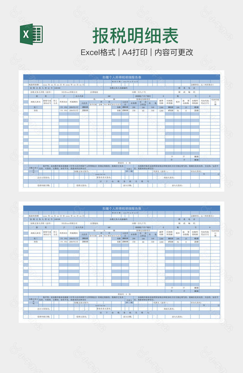 报税明细表
