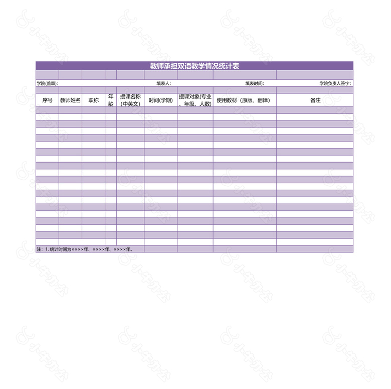 教师承担双语教学情况统计表no.2