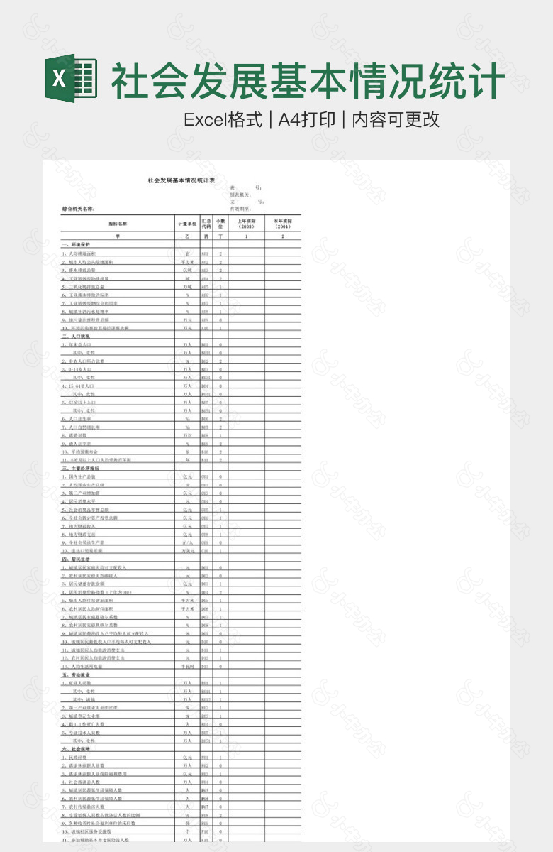 社会发展基本情况统计表