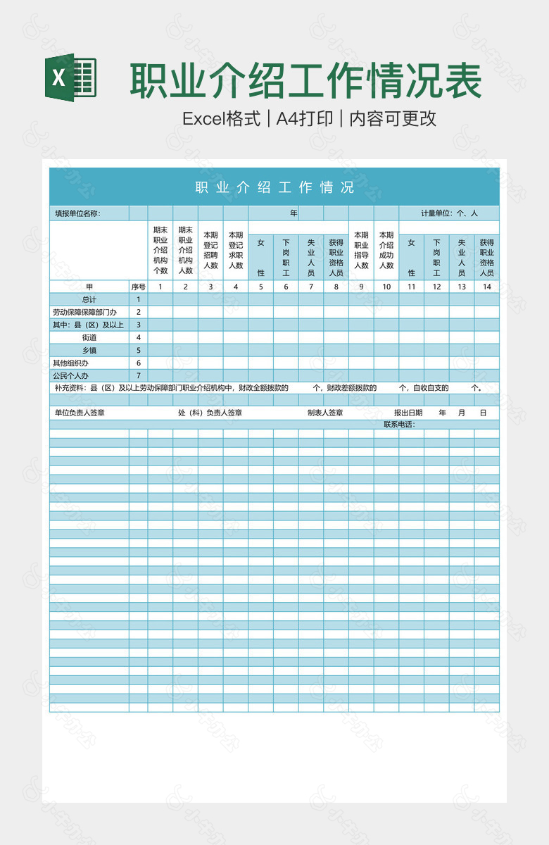 职业介绍工作情况表