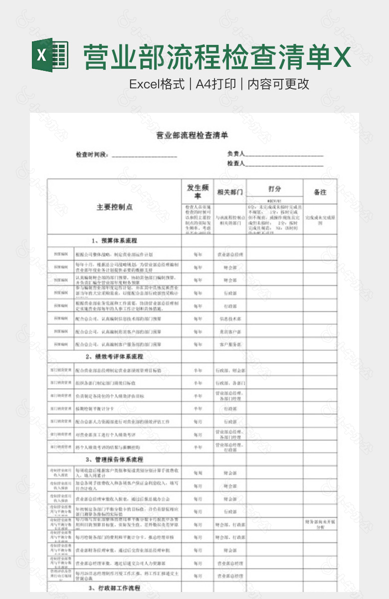 营业部流程检查清单XLS