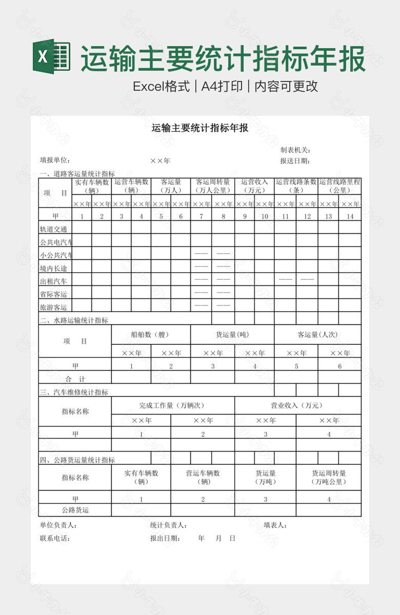 运输主要统计指标年报