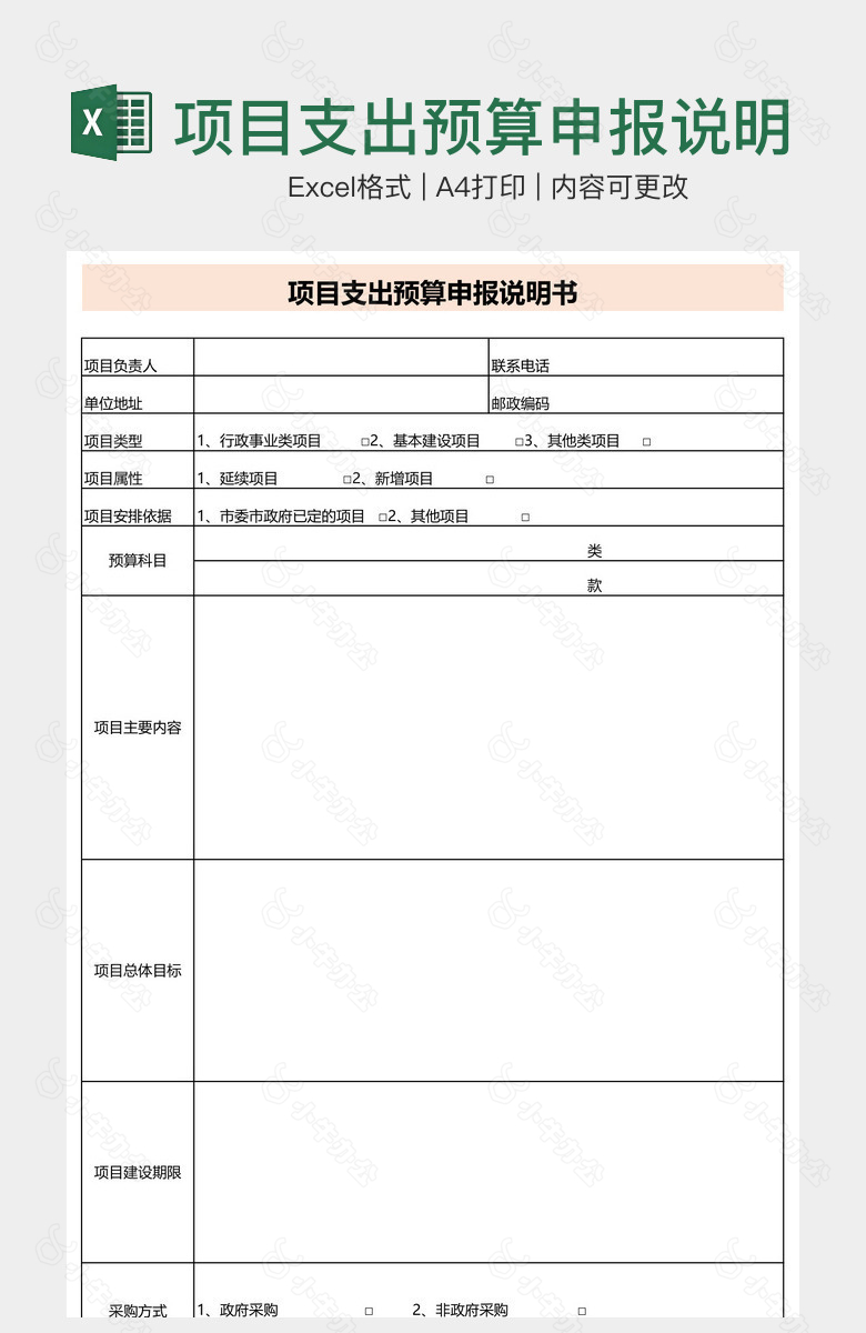 项目支出预算申报说明书