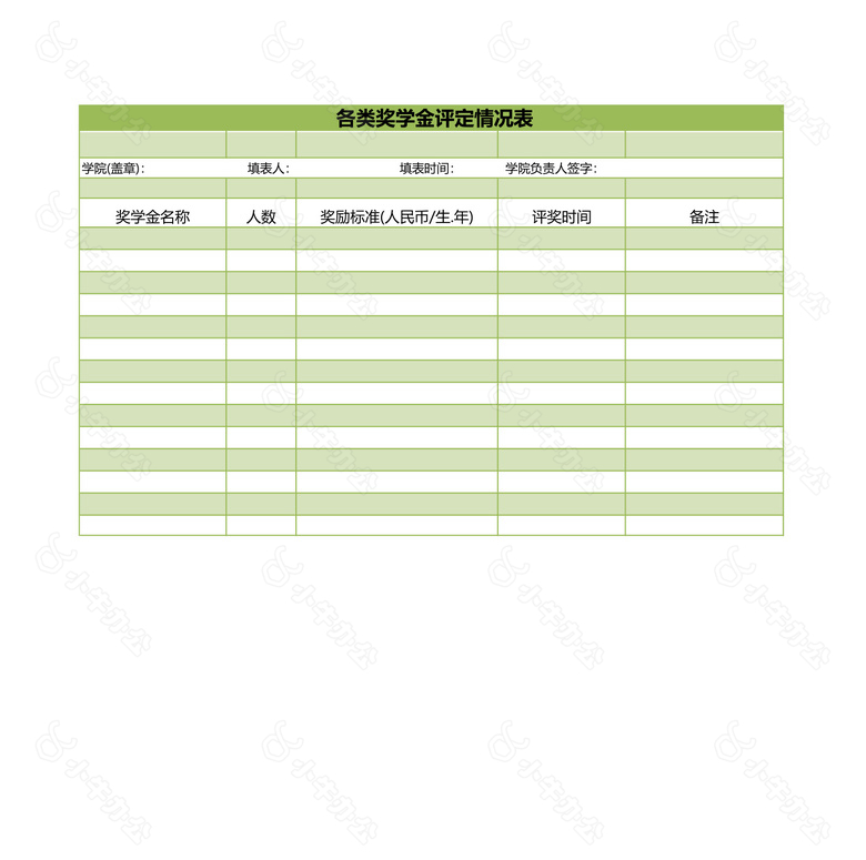 各类奖学金评定情况表no.2