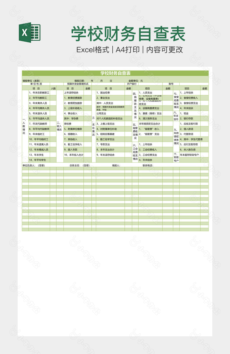 学校财务自查表