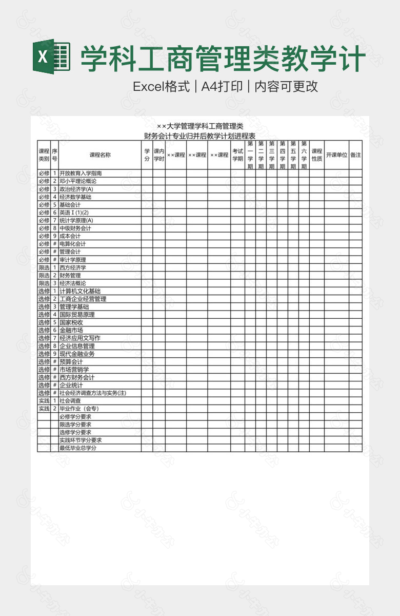 学科工商管理类教学计划