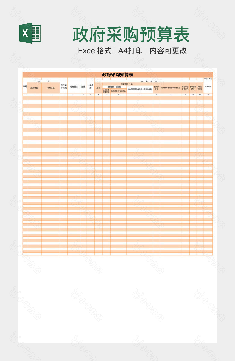 政府采购预算表