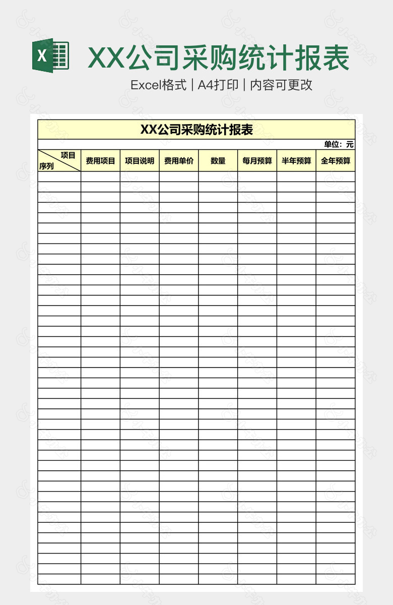 XX公司采购统计报表