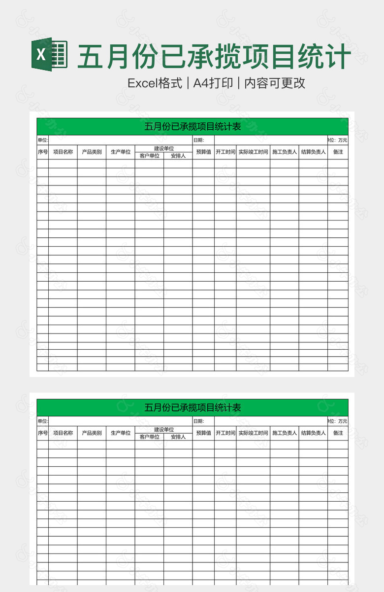 五月份已承揽项目统计表
