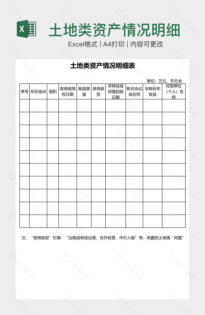 土地类资产情况明细