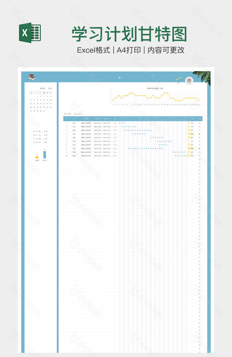 学习计划甘特图