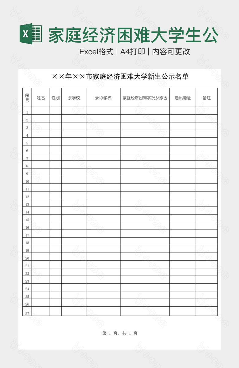 家庭经济困难大学生公示名单