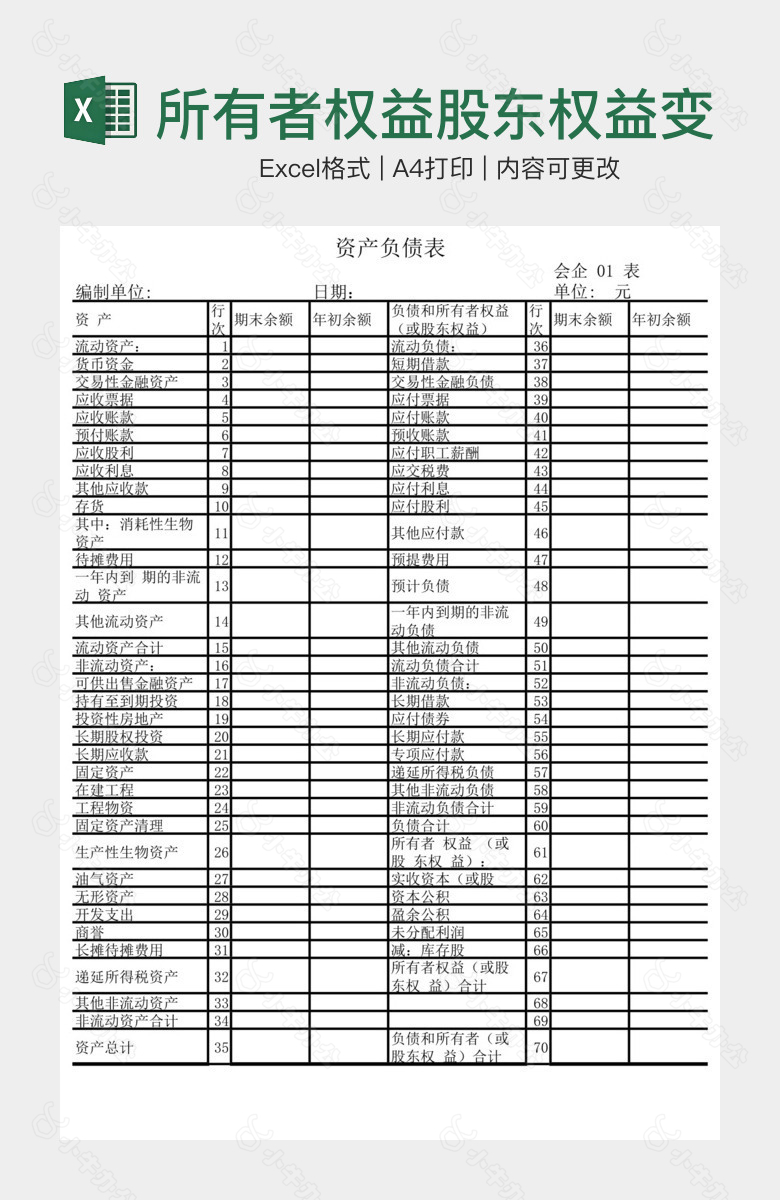 所有者权益股东权益变动