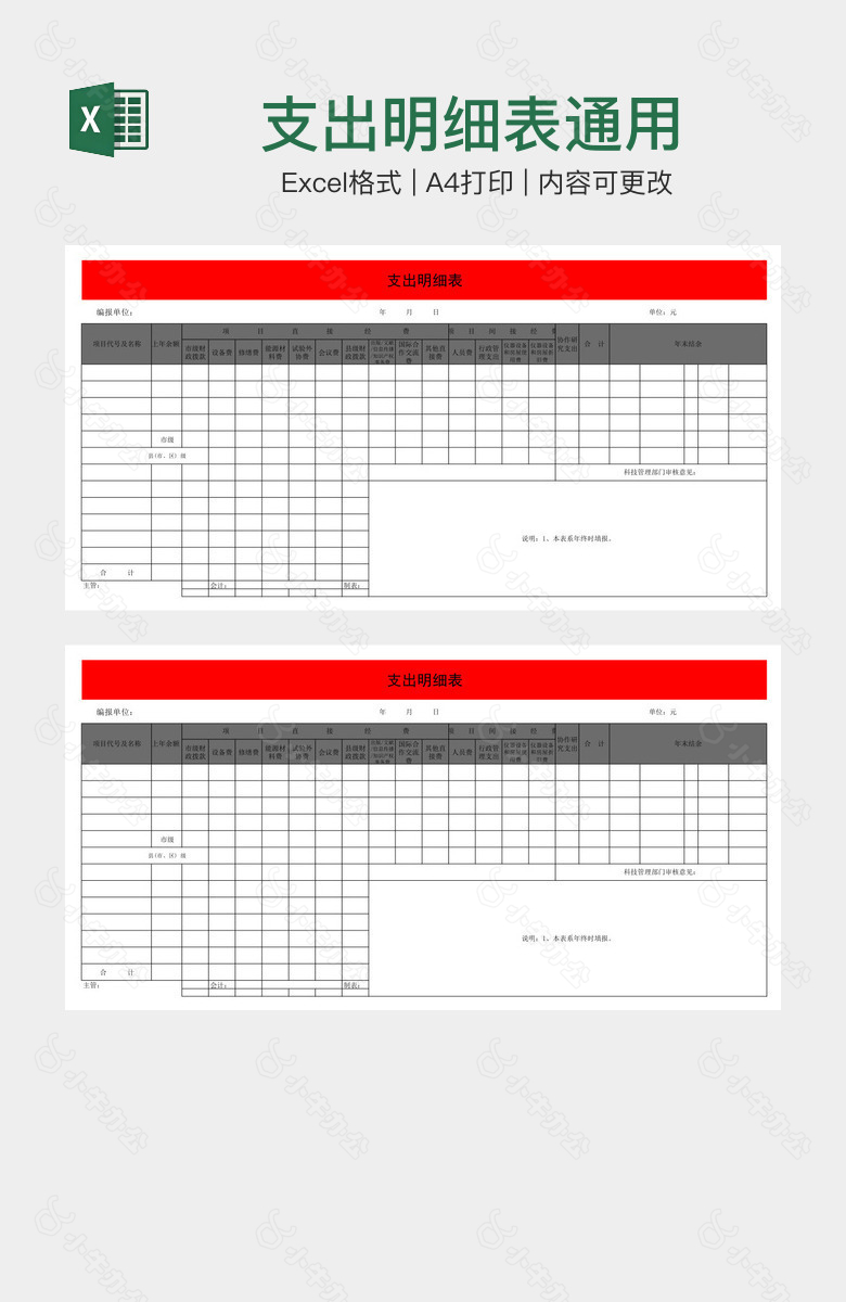 支出明细表通用
