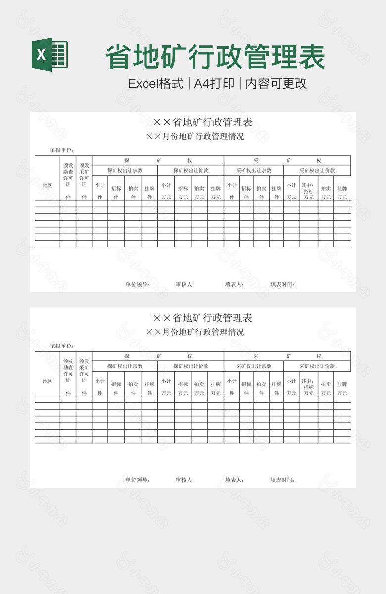 省地矿行政管理表