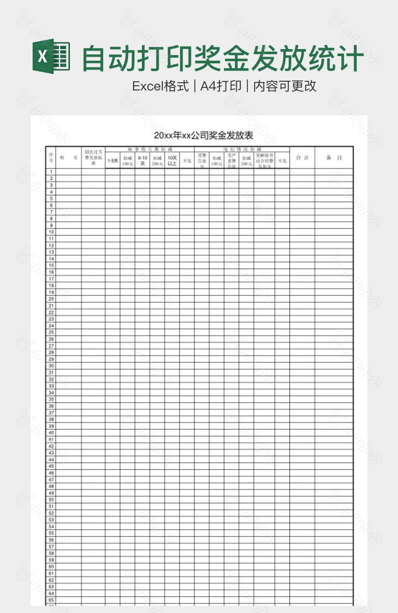 自动打印奖金发放统计系统