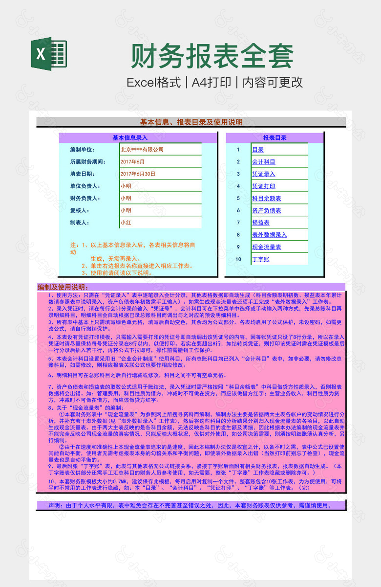 财务报表全套