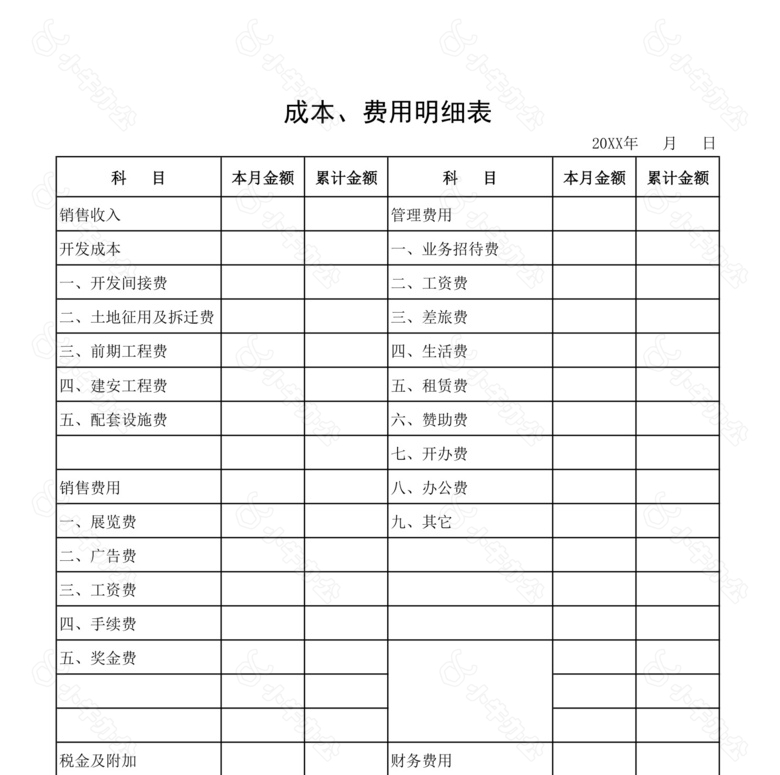 财务月报表no.2