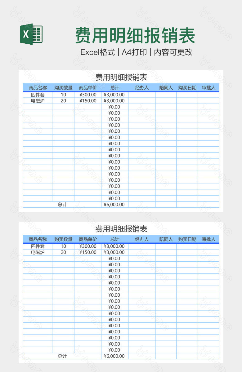 费用明细报销表