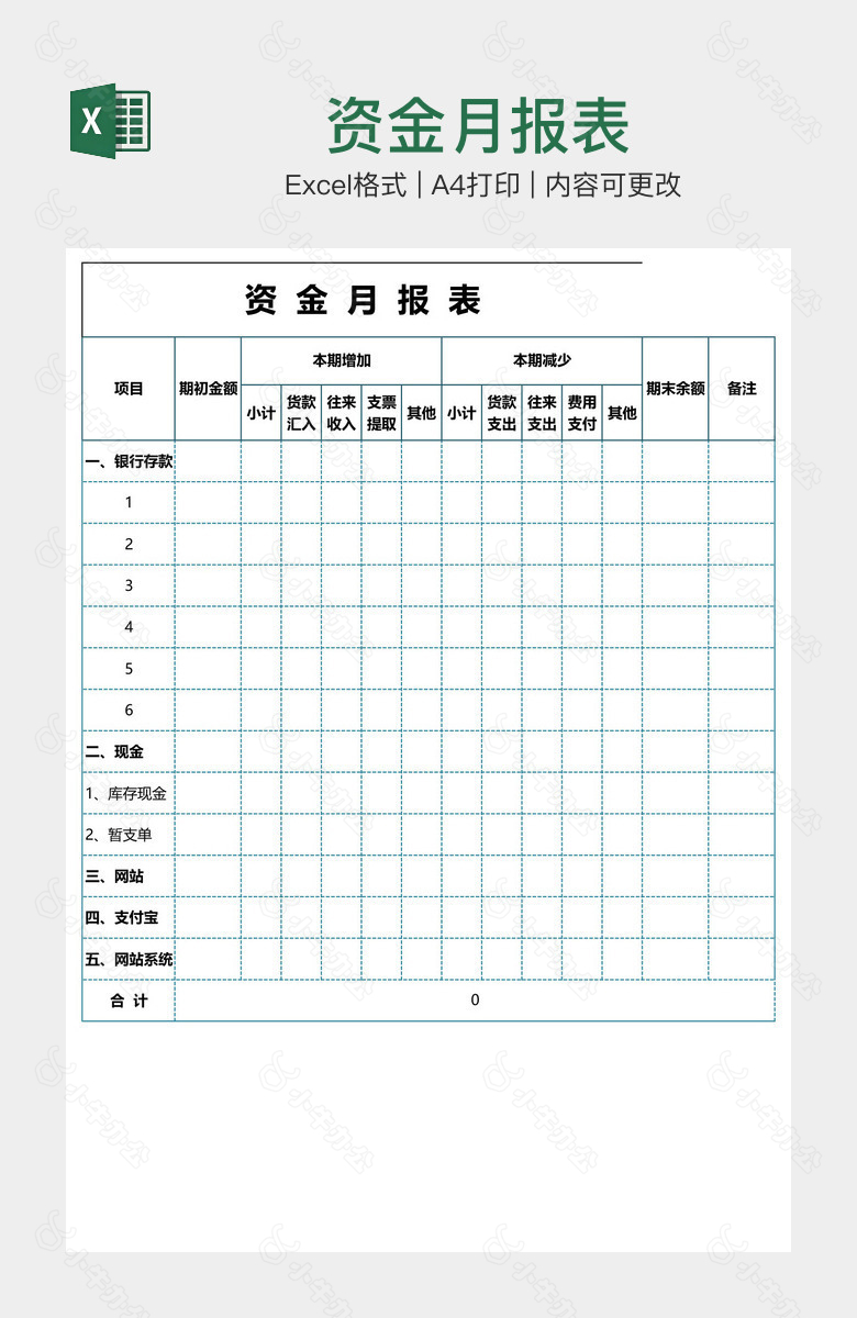 资金月报表