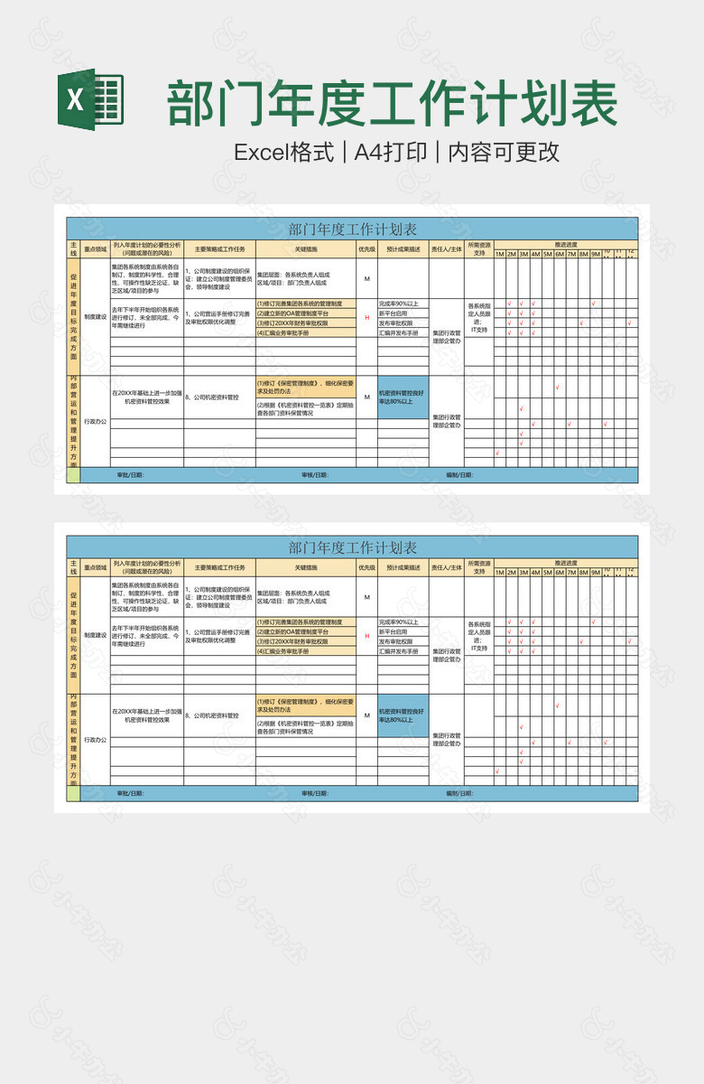 部门年度工作计划表