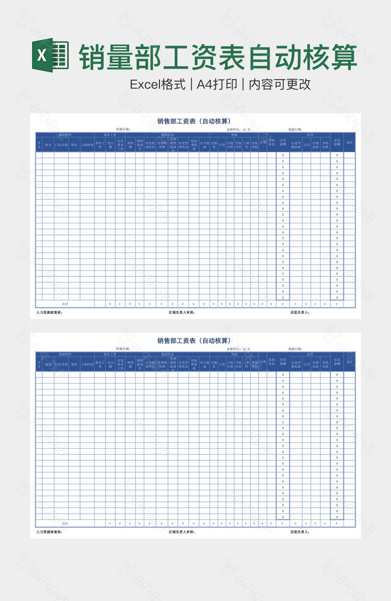 销量部工资表自动核算