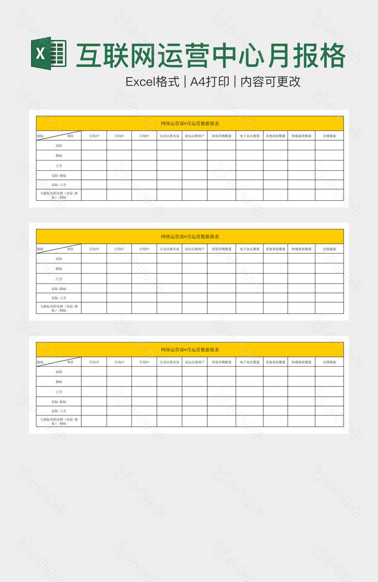 互联网运营中心月报格式