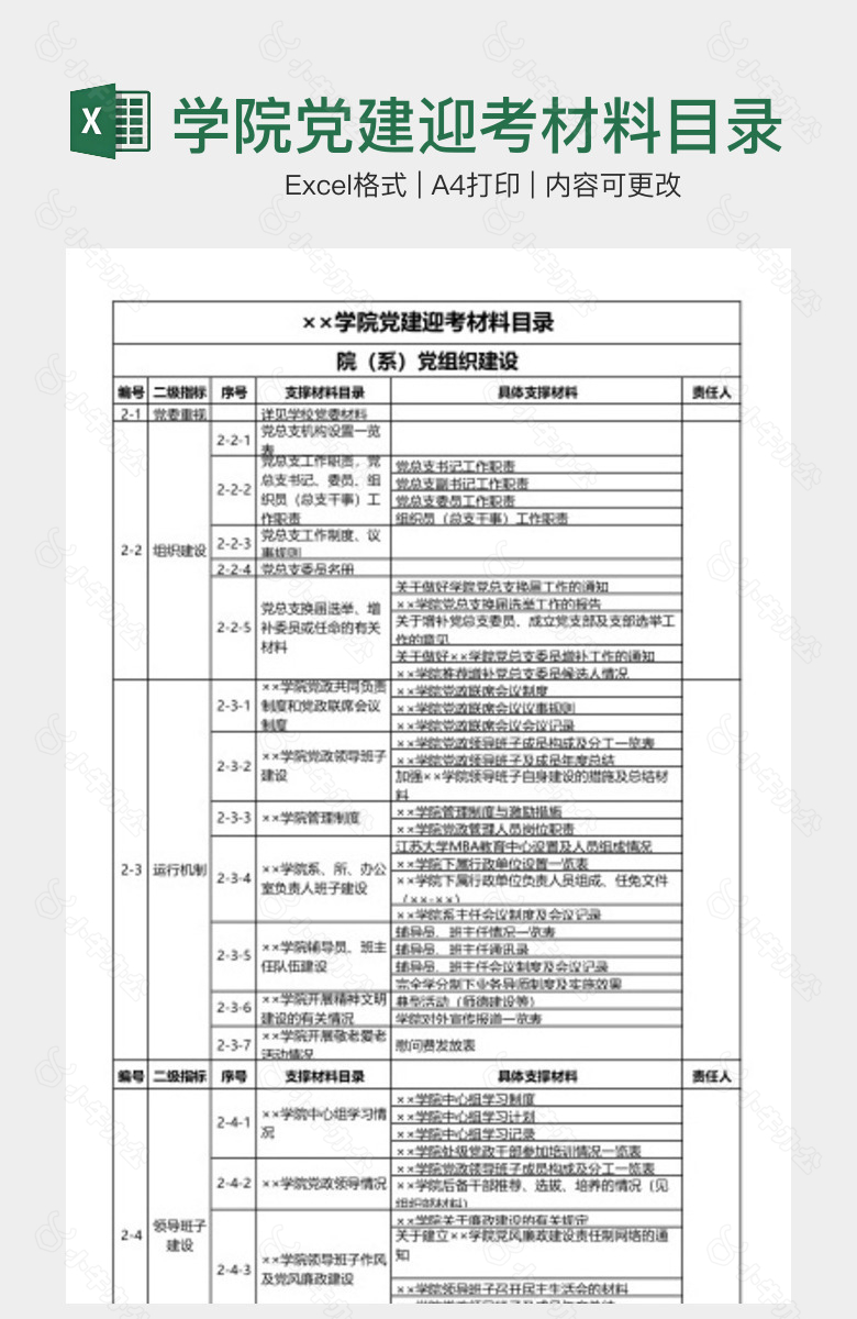 学院党建迎考材料目录