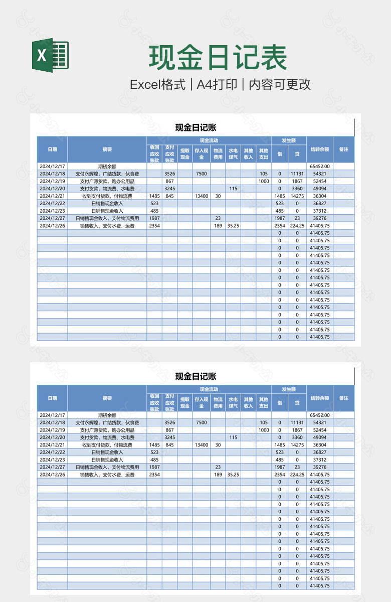 现金日记表