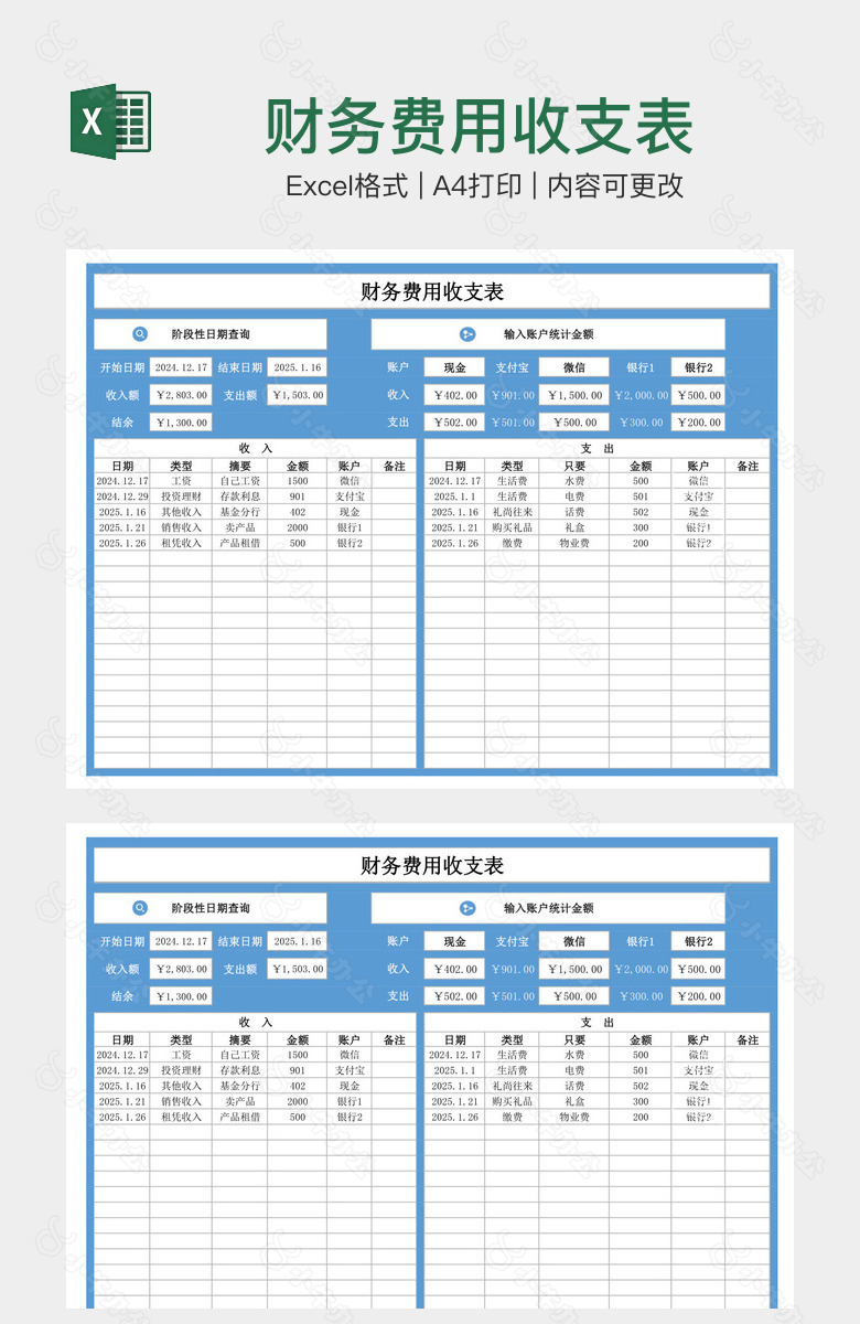 财务费用收支表