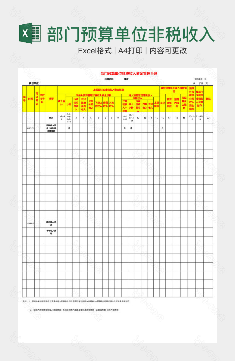部门预算单位非税收入资金管理台账